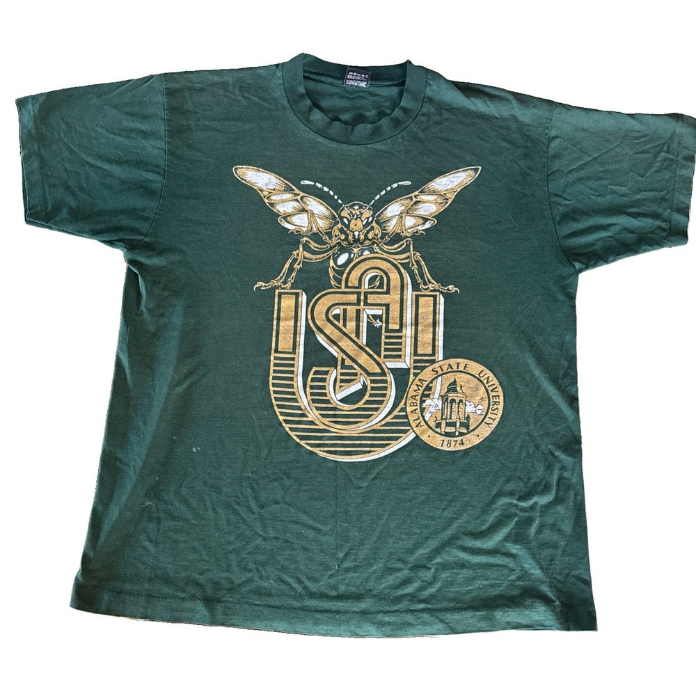 VTG Alabama State University T-Shirt Men's XL Green Hornets 90s Proud Tradition